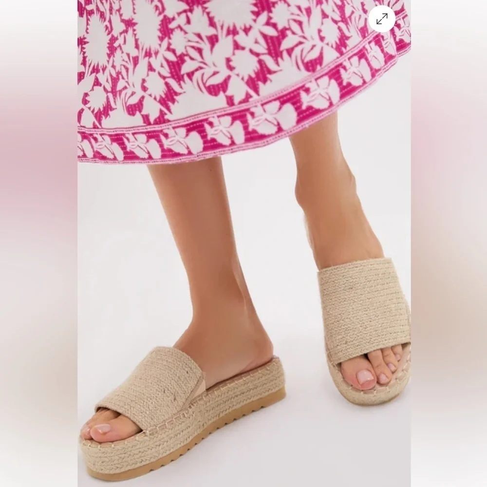 Beach By MATISSE Natural Del Mar Raffia Platform Sandals Size 8